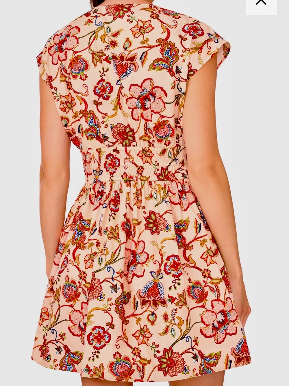 NWT CECE 💯 COTTON CAP SLEEVE MINIDRESS IVORY/POPPY RED WOMENS XL - Picture 4 of 14